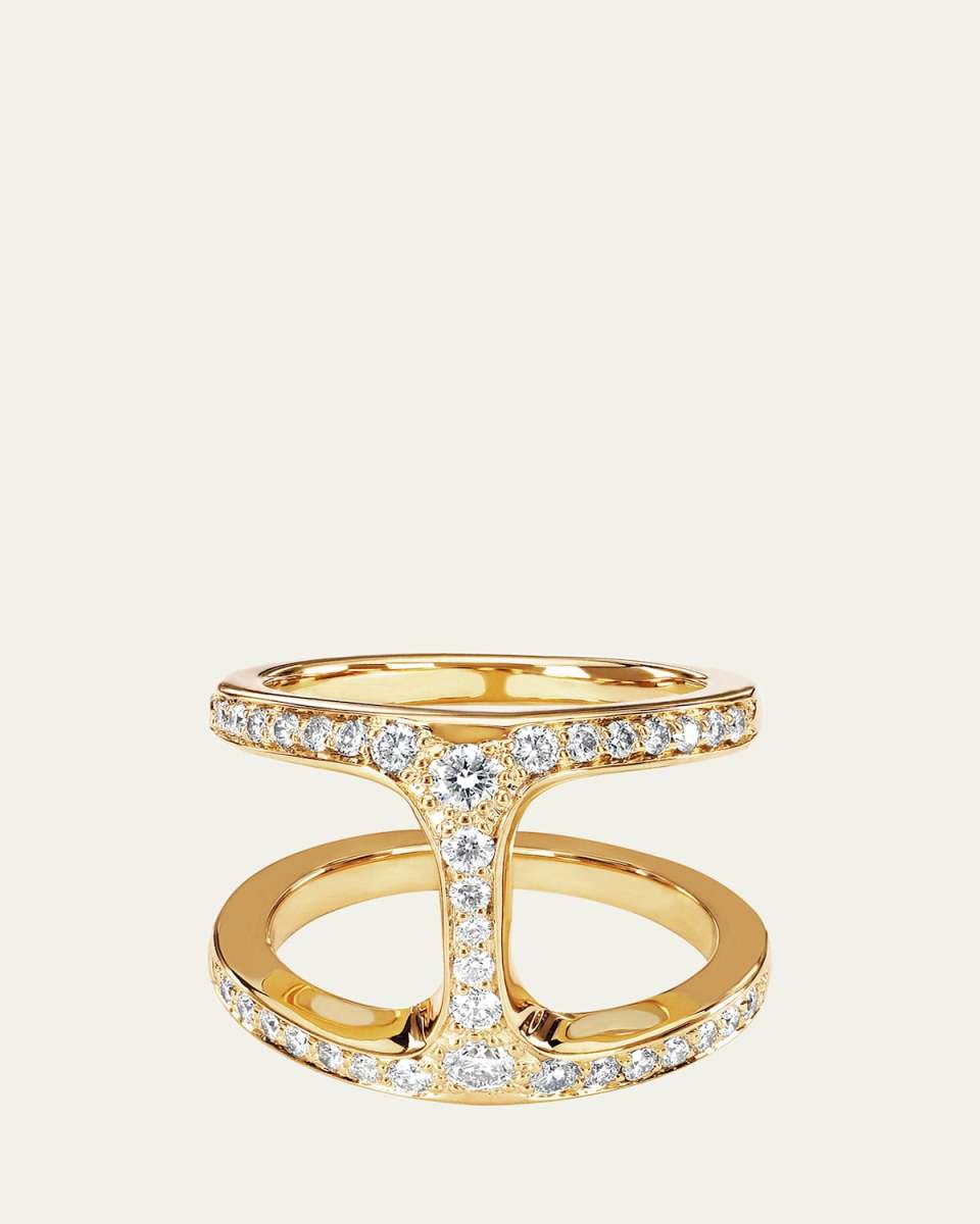 Dame Phantom Ring with Diamonds and 18k Yellow Gold, Size 6-